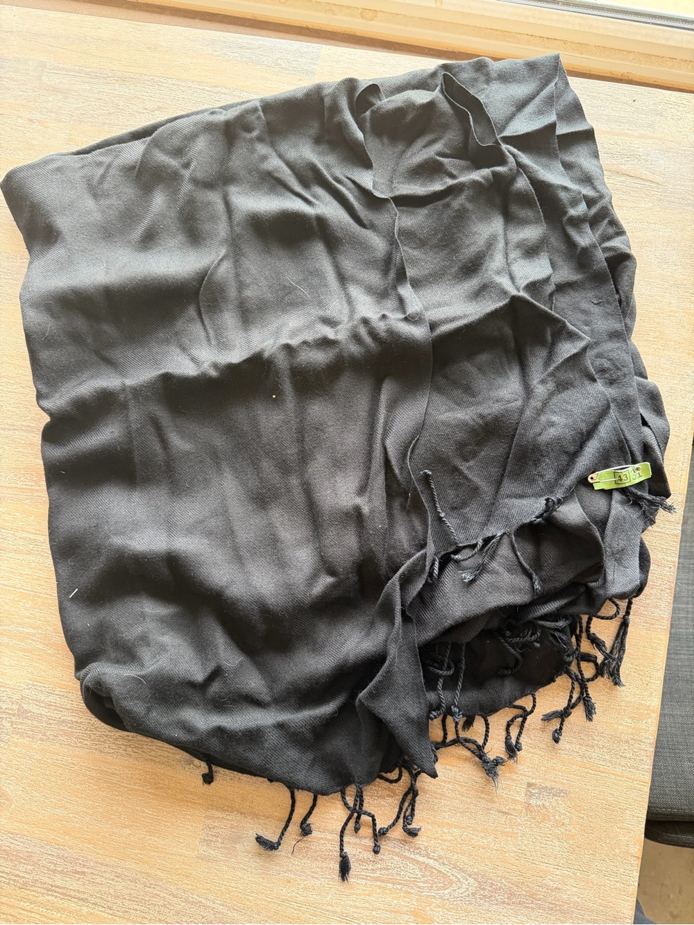 Black Lightweight Fringed Scarf